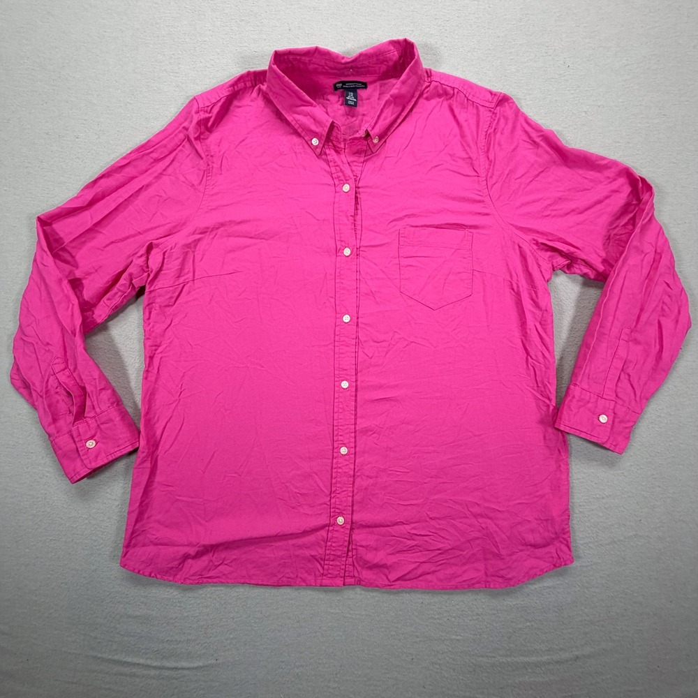 Gap Button Down Shirt Womens XL Pink Boyfriend Fit Oxford Cotton Long Sleeve